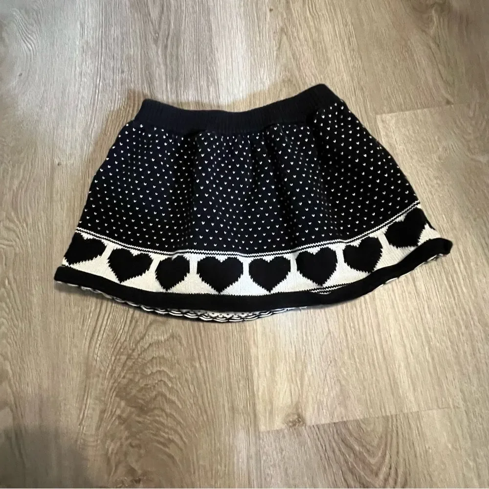 Gap Black & White Heart Print Knit Skirt